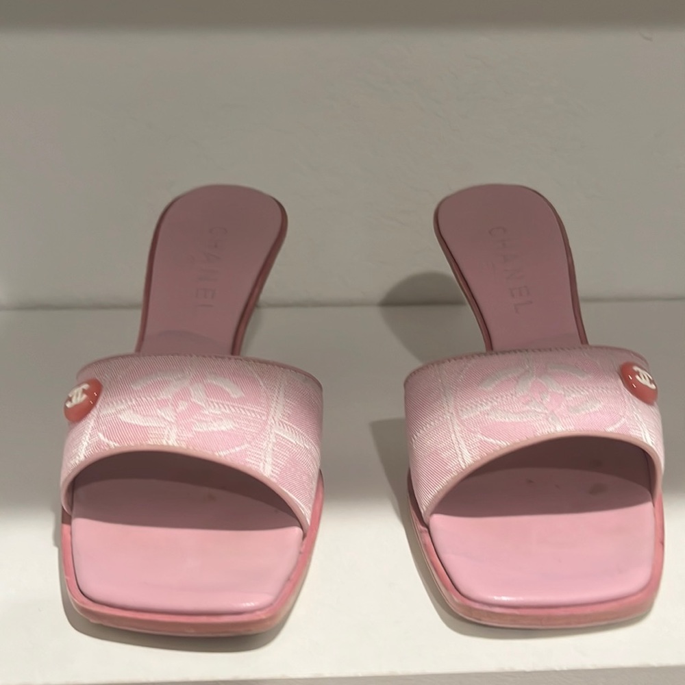 Authentic Chanel pink mules